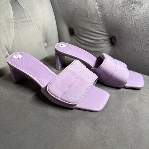 Open Edit Lavender Fabric Block Heel Sandals – Women’s Size 7 - Picture 6 of 9
